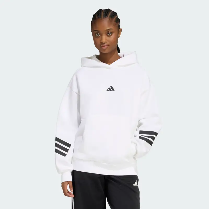 Adidas Felpa con cappuccio Future Icons 3-Stripes White