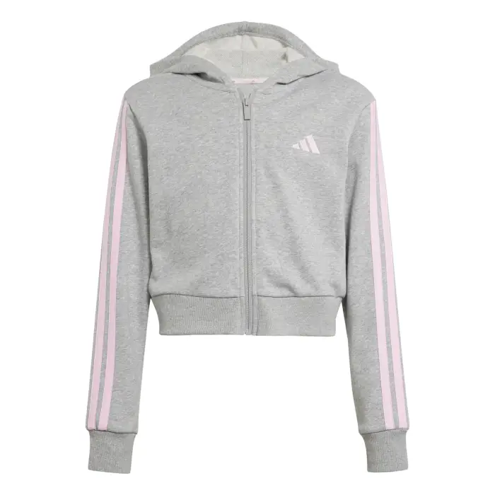 Adidas Felpa con cerniera a cappuccio da bambina Essentials Gris