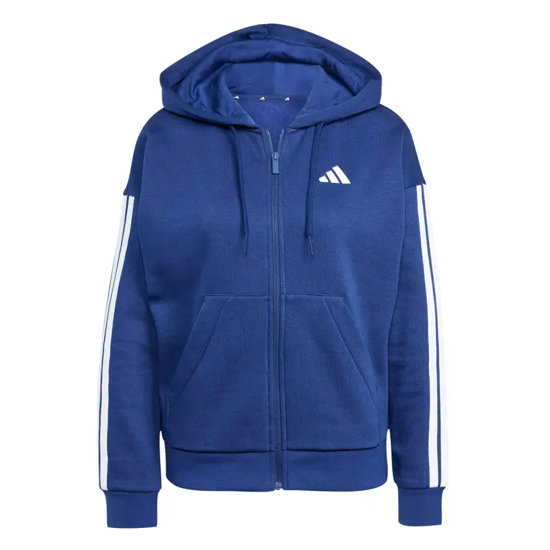 Adidas Felpa con cerniera a cappuccio da donna Essentials 3-Stripes Bleu