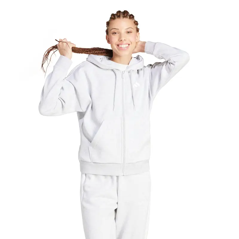 Adidas Felpa con cerniera a cappuccio da donna Gris