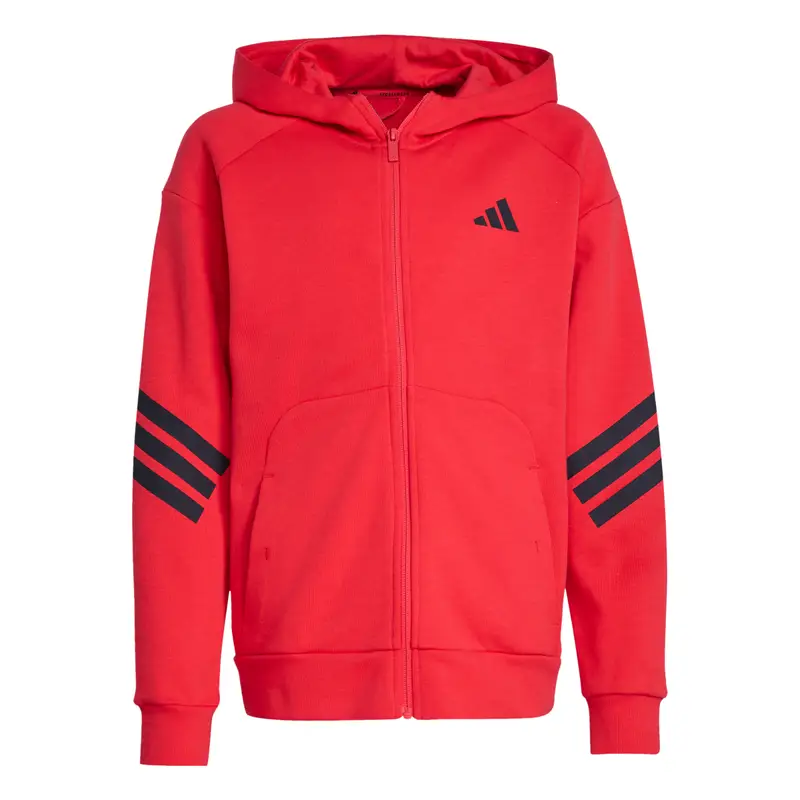Adidas Felpa con cerniera a cappuccio per bambini Future Icons 3-Stripes Rouge