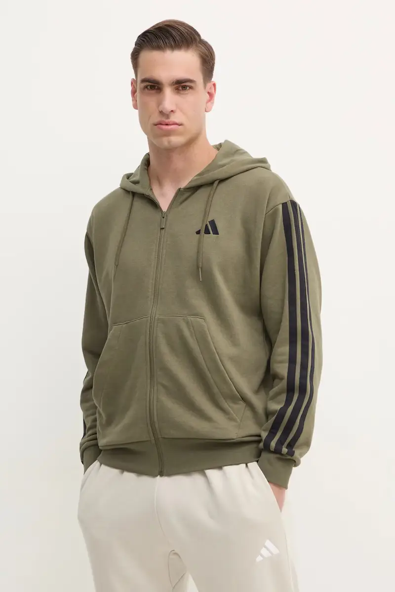 Adidas felpa Essentials uomo colore verde con cappuccio JD1875