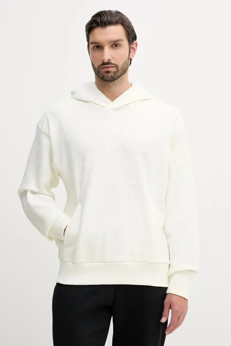 Adidas felpa in cotone All SZN uomo colore beige con cappuccio JL6558