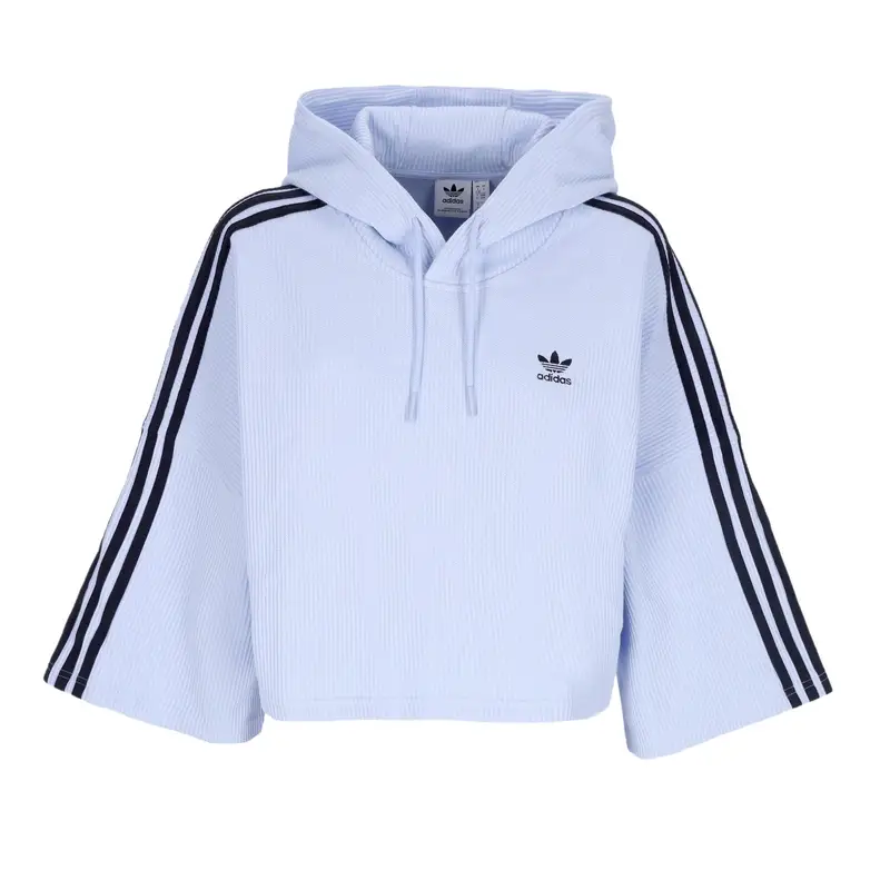Adidas Felpa Leggera Cappuccio Manica Corta Donna Originals Cropped Hoodie Blue Dawn