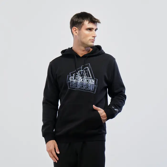 ADIDAS Felpa nera con cappuccio e tasche