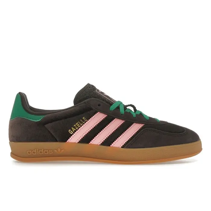 Gazelle Indoor Marrone Scuro Rosa Verde Velluto Sneakers da Donna Rosa Fluorescente Verde Campo JI2714 42⅔