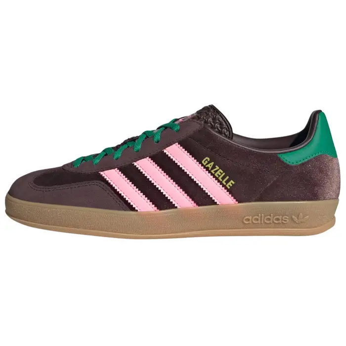Gazelle Indoor Marrone Scuro Rosa Verde Velluto Sneakers da Donna Rosa Fluorescente Verde Campo JI2714 42