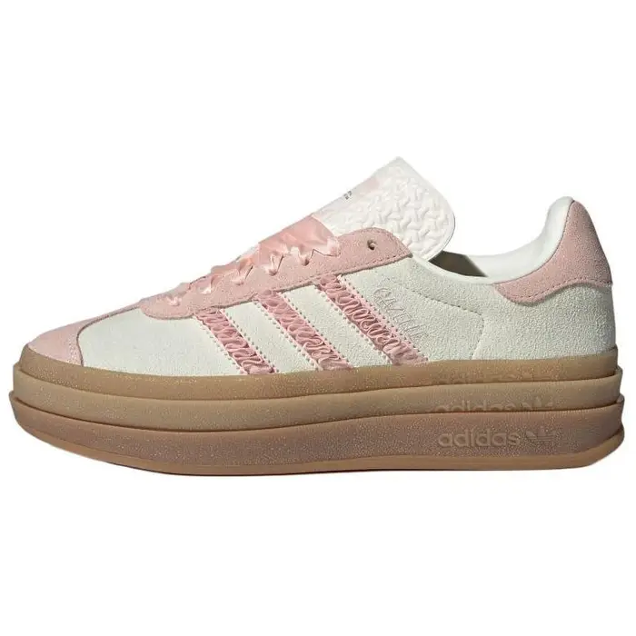 Gazelle Rosa Shocking con Pizzo a Volant Sneakers Donna Avorio Rosa Sabbia Bianco Sporco JR8374 35⅔