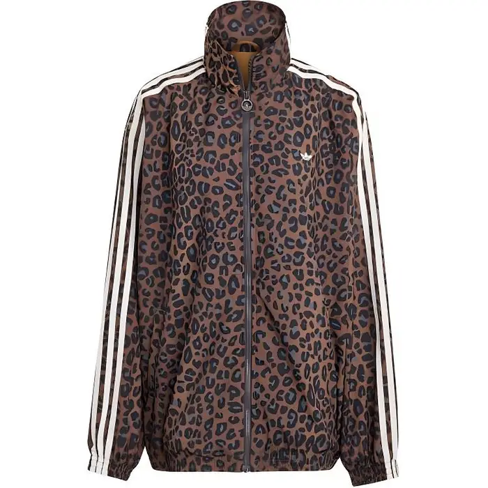 Giacca Adidas Originals con Stampa Animalier, Collo Alto, Maniche Lunghe Larghe, da Donna, Caramello JW7301