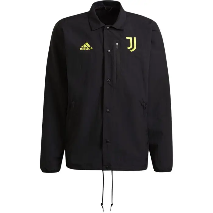 Giacca da allenamento da calcio Adidas Juventus da uomo con colletto ripiegabile, capispalla nero GR2909 M