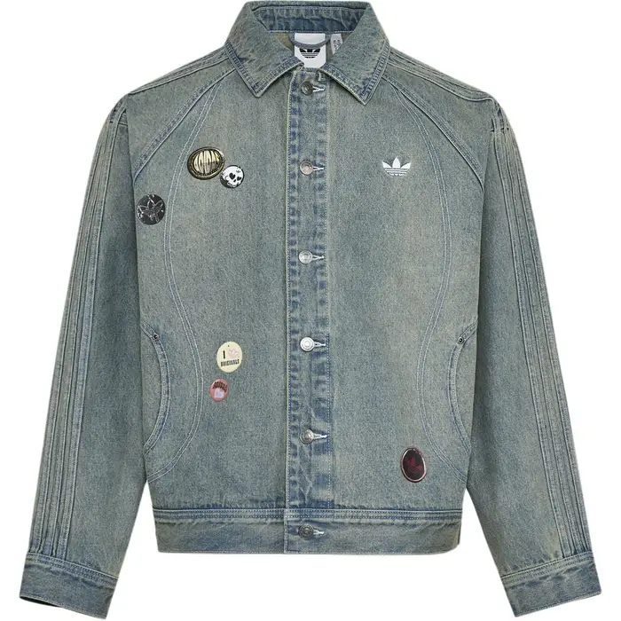 Giacca di jeans Adidas Originals Edizione San Valentino Colletto a righe Sportiva Casual Manica lunga Giacca di jeans Uomo giacche KT6363 2XL