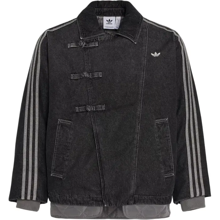 Giacca in Denim Nera Adidas Originals da Uomo Tre Strisce Stile Cinese KR5066 Giacche Unisex KR5066 S