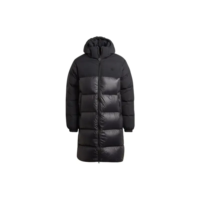 Adidas Giacca Piumino Media Lunghezza con Cappuccio Originals Trefoil Design Spezzato Uomo Capispalla Nero HL9209