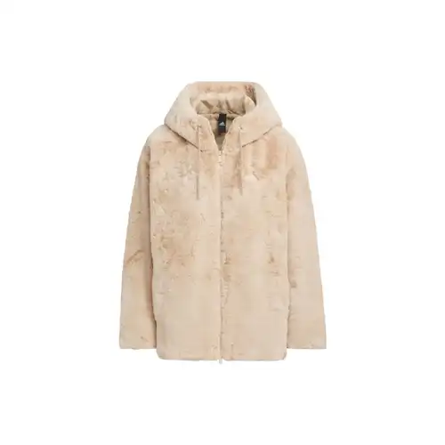 Adidas Giacca Sportiva Monocolore Larga con Cappuccio in Pile Donna Capispalla Marrone Chiaro Magico IZ4564