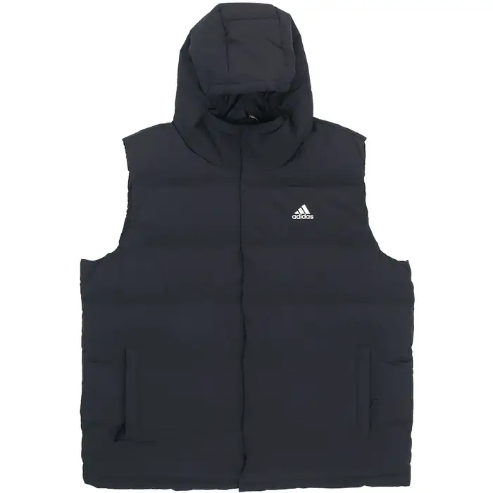 Adidas Gilet Sportivo Casual con Logo Stampato a Colore Solido da Uomo con Collo Alto Nero HG6277