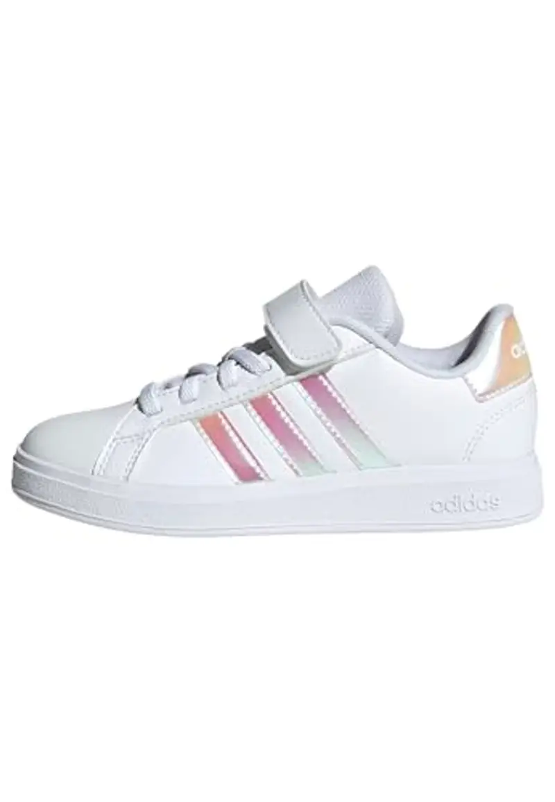 adidas Grand Court 2.0 Shoes Children, Scarpe da Tennis, Cloud White/Iridescent/Cloud White, 30.5 EU