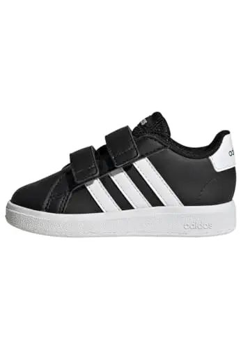 adidas Grand Court Lifestyle Hook And Loop Shoes, Scarpe da Tennis Unisex-Bimbi 0-24, Core Black/Cloud White/Core