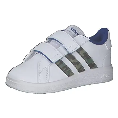 adidas Grand Court, Sneakers, Bianco (Ftwr White/Green Oxide/Team Royal Blue), 22 EU