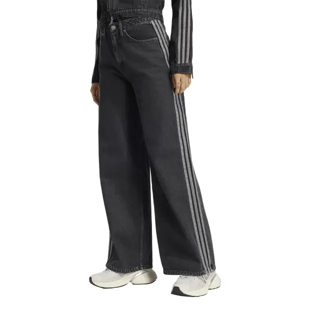 High Rise Wide Leg Denim Pants Donna - Pantaloni Nero - FR - Jersey di cotone Black