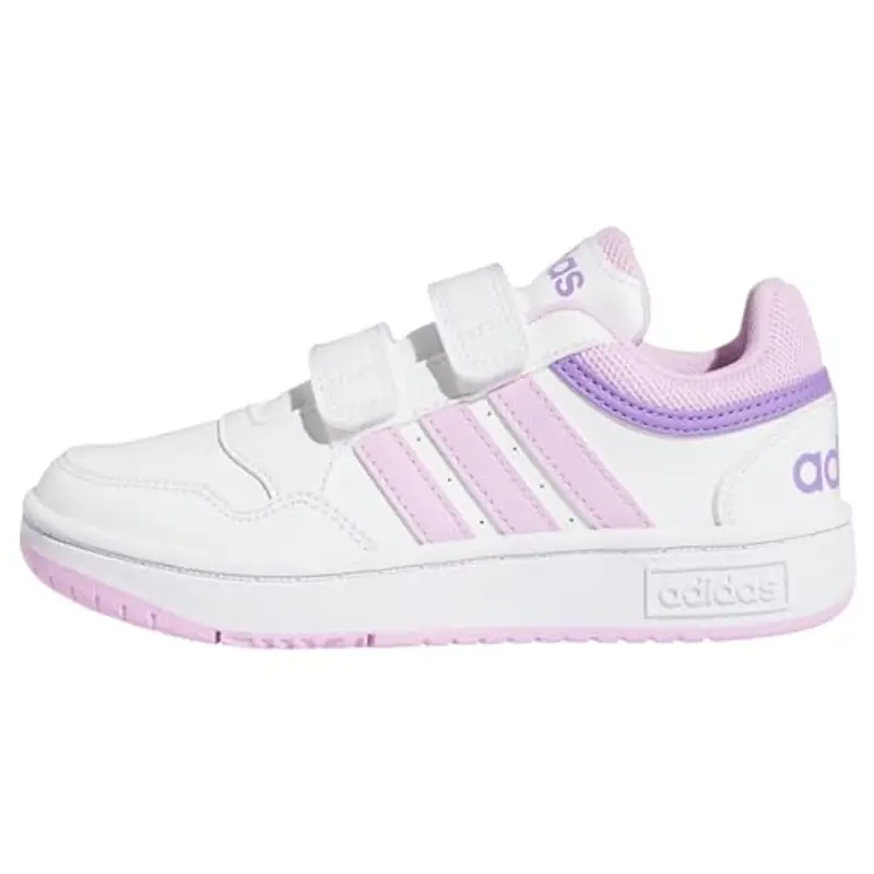 adidas Hoops Lifestyle Basketball Hook-And-Loop Shoes, Scarpe Unisex-Bambini, Cloud White/Lilac/Violet Fusion, 35 EU