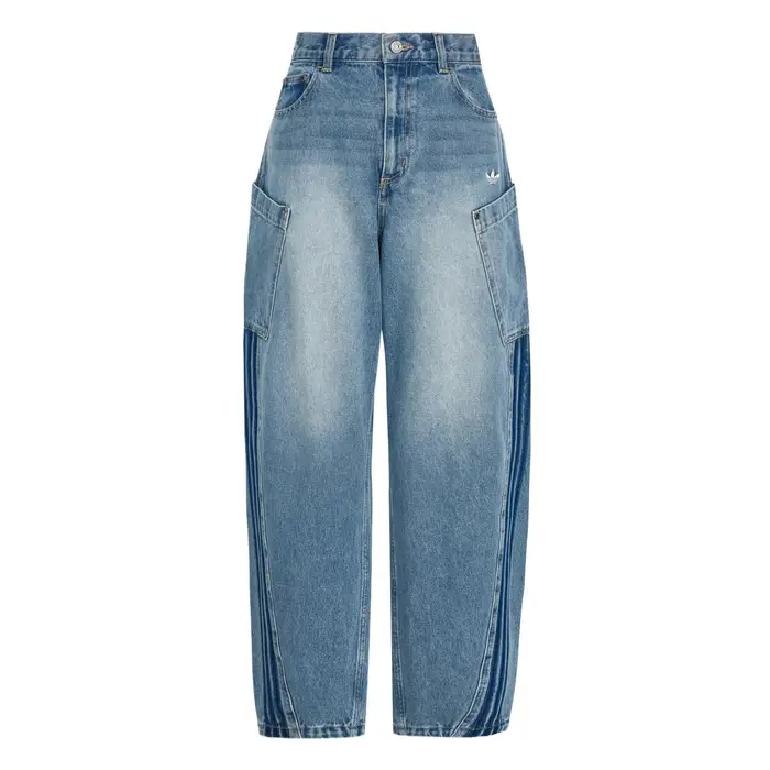 Jeans Adidas Originals Donna Blu Denim Pantaloni Moderatamente Arrotolati KR2628 26
