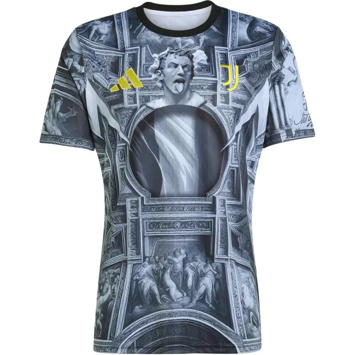 Juventus FW25 5/26 Pre-Match Asciugatura Rapida Stampata Allenamento Manica Corta Maglia da Calcio Uomo top KA6785 L