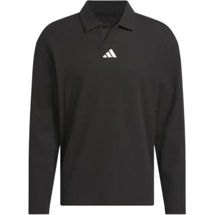 Maglia a Maniche Lunghe in Maglia Tinta Unita Larga Polo da Uomo Top Nero JN3038 L