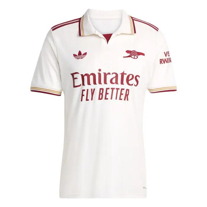 Maglia da Calcio Adidas Originals Arsenal Terza Stagione 25/26 Versione Tifoso a Righe Slim Fit Asciugatura Rapida Manica Corta Uomo Top JI9556 4XL
