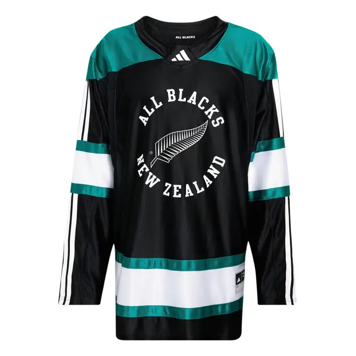 Maglia da rugby a maniche lunghe Adidas All Blacks da hockey su ghiaccio, stile americano, in maglia, da uomo, modello JL8045 3XL