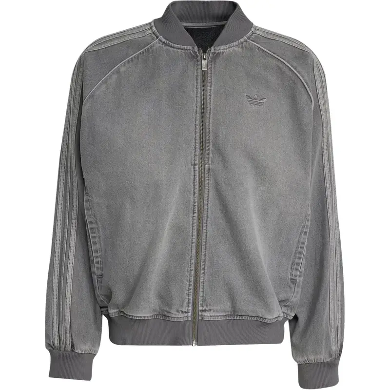 Adidas Originals Adicolor Denim Lavaggio Nero Giacca Sportiva Moda Ampia a 3 Strisce Uomo Giacca JW5915