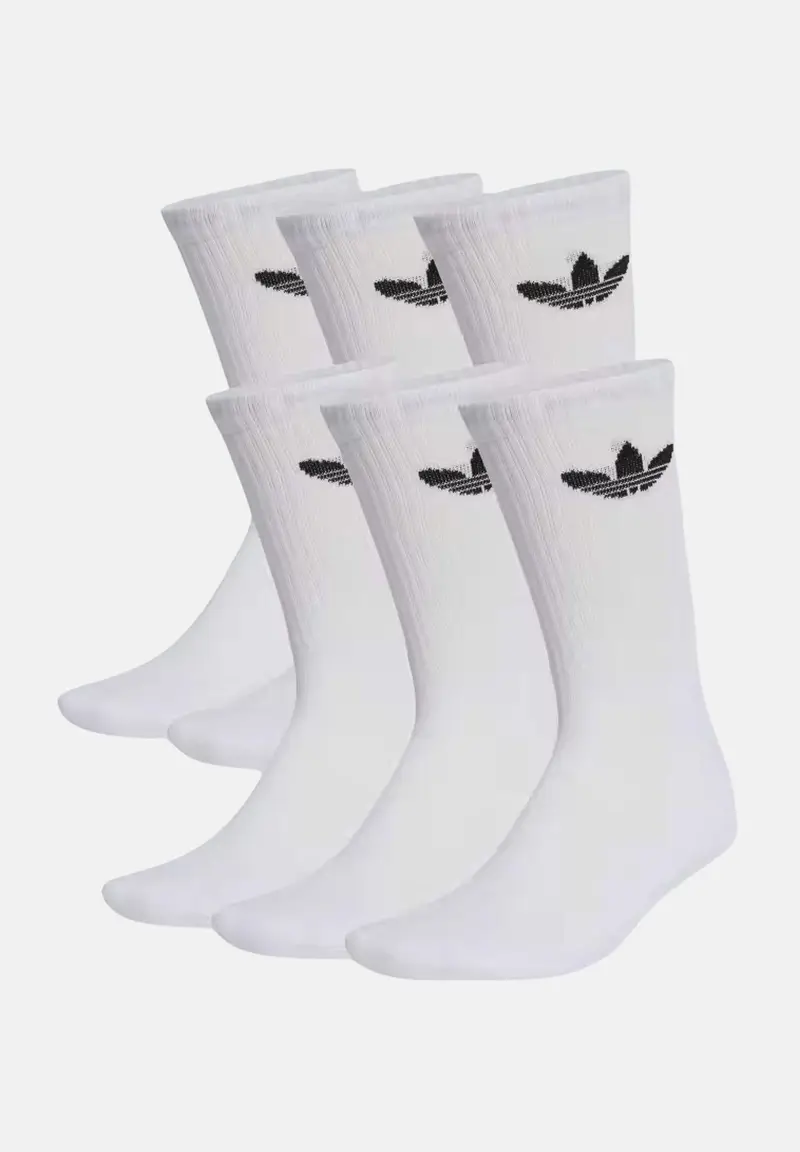 adidas Originals Calzini Trefoil Cushion Crew (6paia) bianchi per uomo e donna