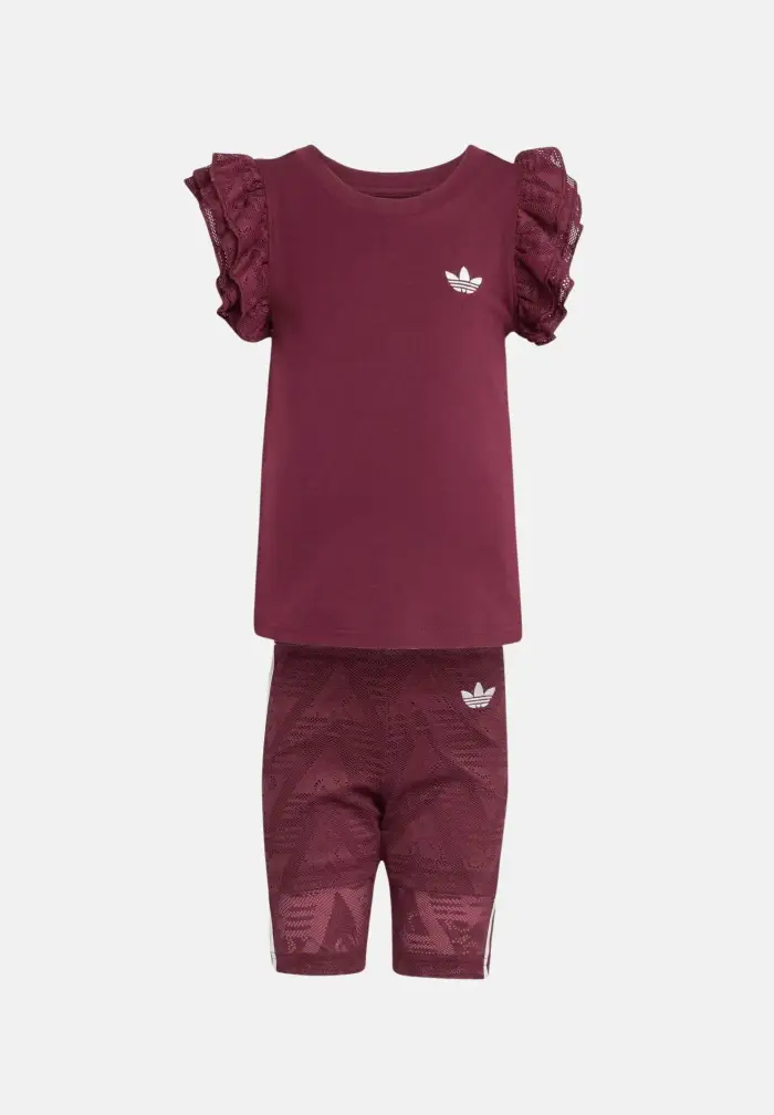 Completino in pizzo bordeaux da bambina