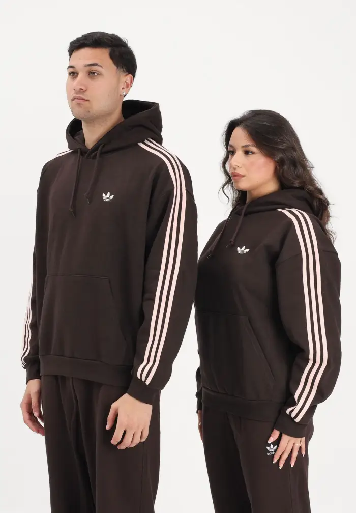 Felpa con cappuccio ADICOLOR CLASSICS 3 STRIPES marrone e rosa per uomo e donna