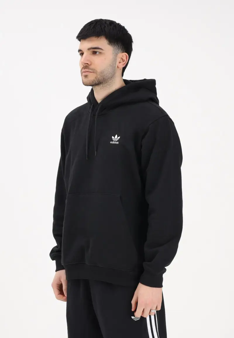 adidas Originals Felpa con cappuccio Trefoil Essentials Loose nera da uomo