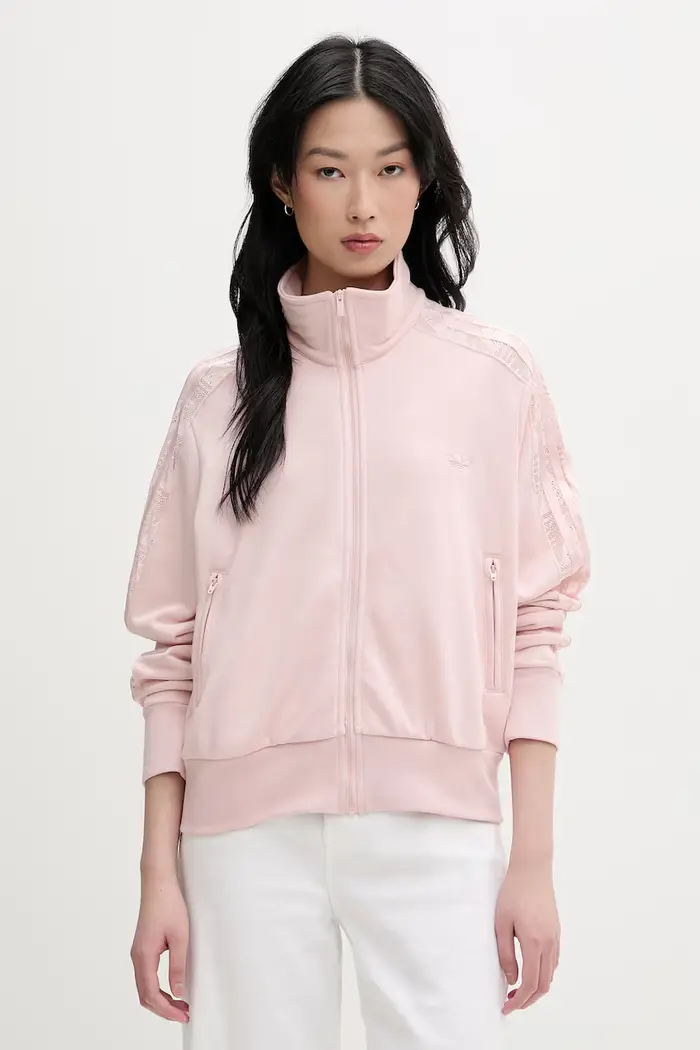 adidas Originals felpa con cerniera da donna con cotone Firebird Rosa