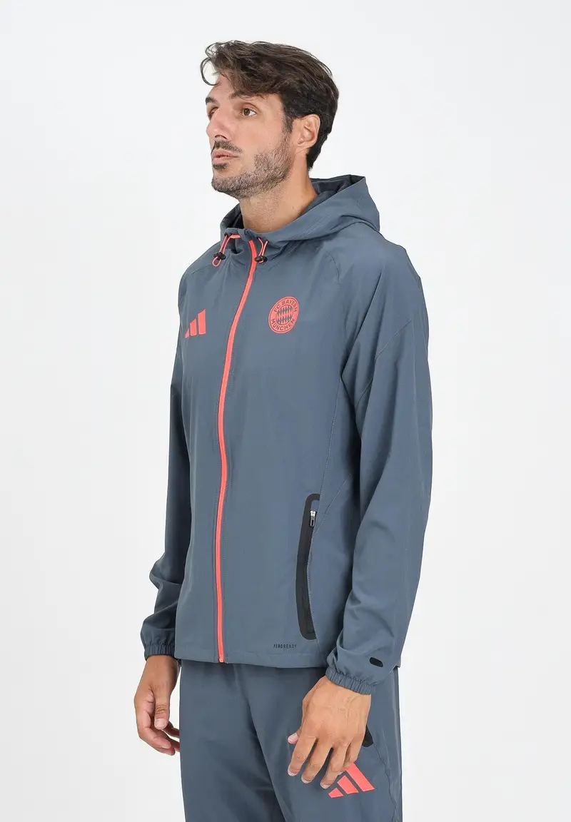 ADIDAS ORIGINALS Felpa con zip FC Bayern Tiro 25 Competition Vis grigia da uomo