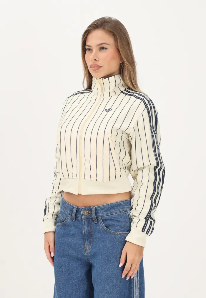 adidas Originals felpa con zip Reversible Firebird Track Top Warm Vanilla / Night Indigo beige e blu donna