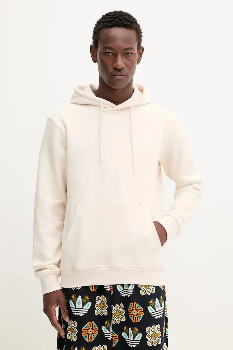 adidas Originals felpa Essentials uomo colore beige con cappuccio HZ3598