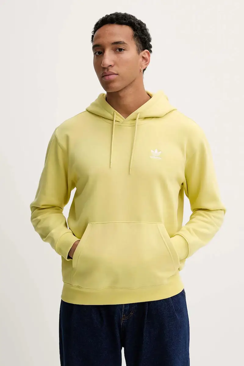 adidas Originals felpa Essentials uomo colore giallo con cappuccio con applicazione HY2078