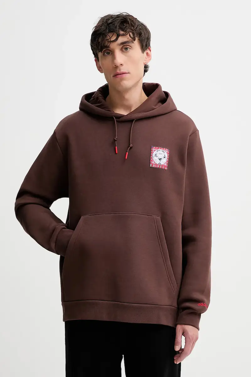 adidas Originals felpa Graphic uomo colore marrone con cappuccio con applicazione JX3095