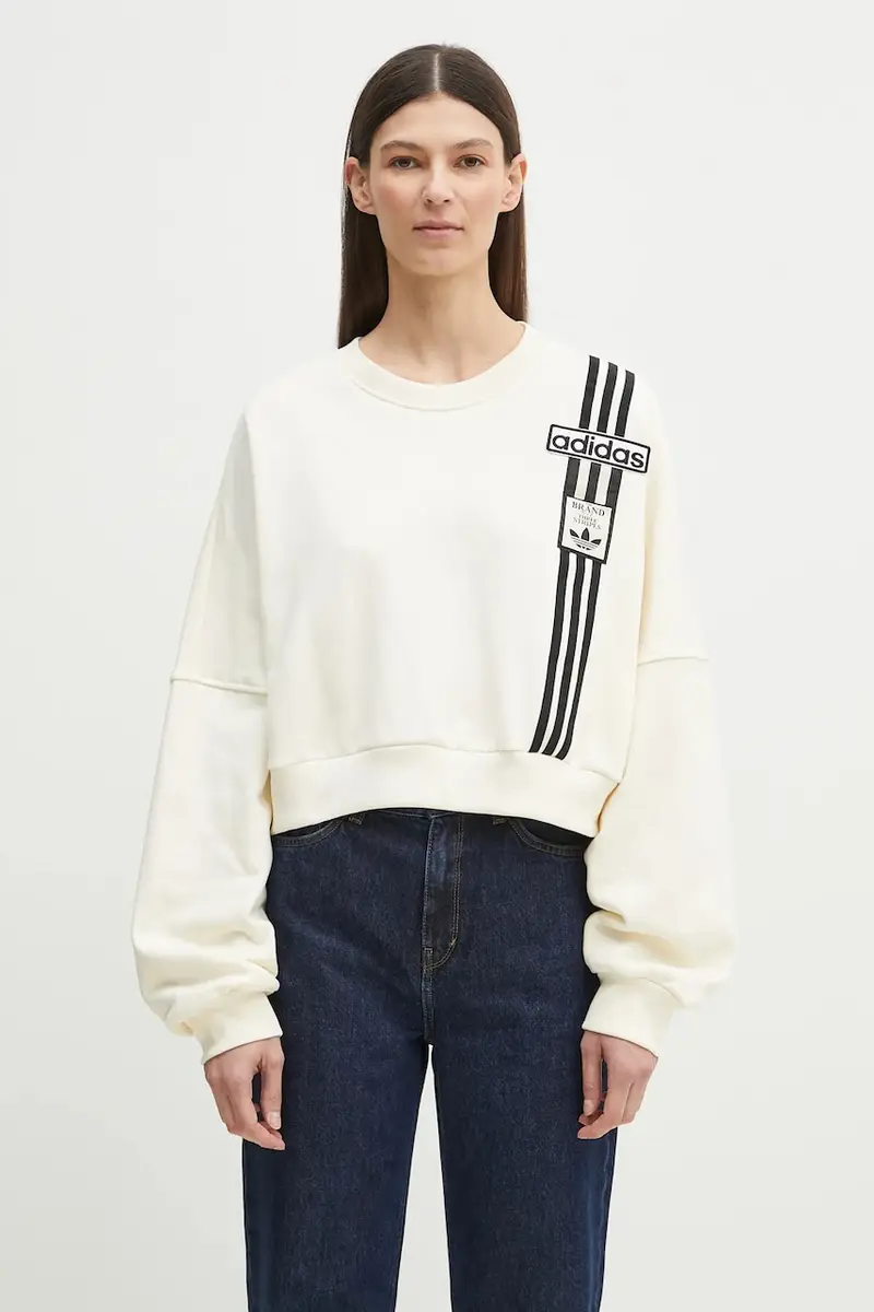 adidas Originals felpa in cotone Adibreak Cropped Sweatshirt donna colore beige con applicazione JD0084