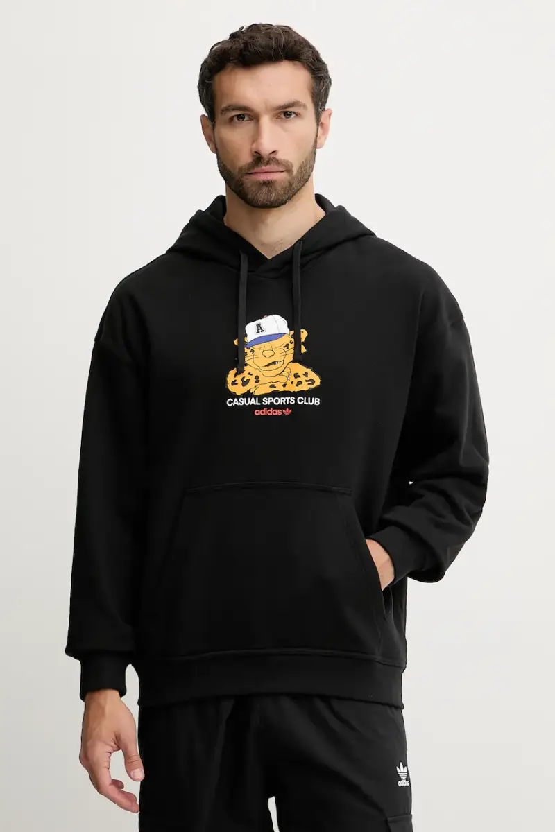 adidas Originals felpa in cotone Graphic Lo Hd uomo colore nero con cappuccio JW0166