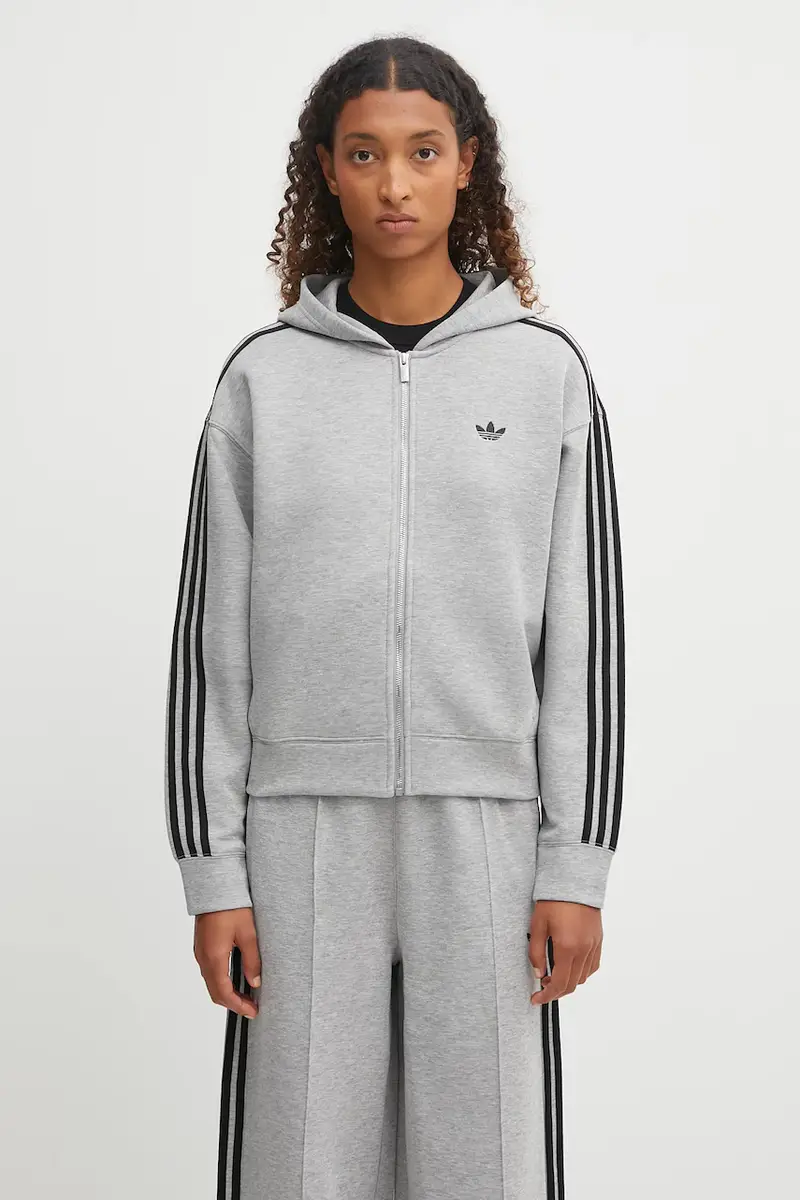 adidas Originals felpa Spacer 3S Fz donna colore grigio con cappuccio con applicazione JY2620