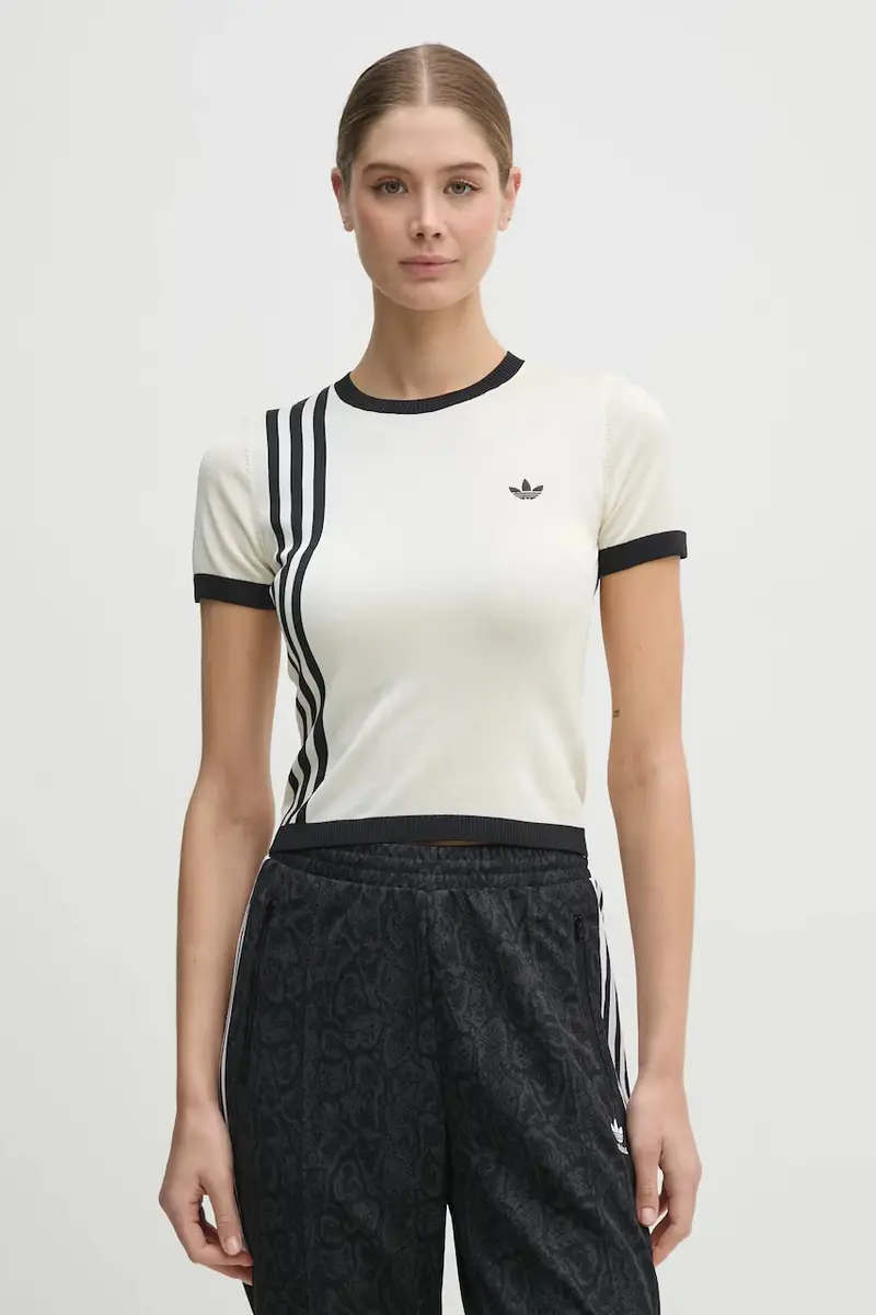 adidas Originals maglione KNITTED 3S TEE donna colore beige JJ0961