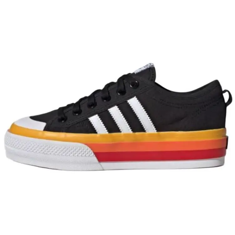Adidas Originals Nizza Platform Scarpe da Skate Basse Comode Antiscivolo Resistenti Sneakers Unisex Nere JQ9147
