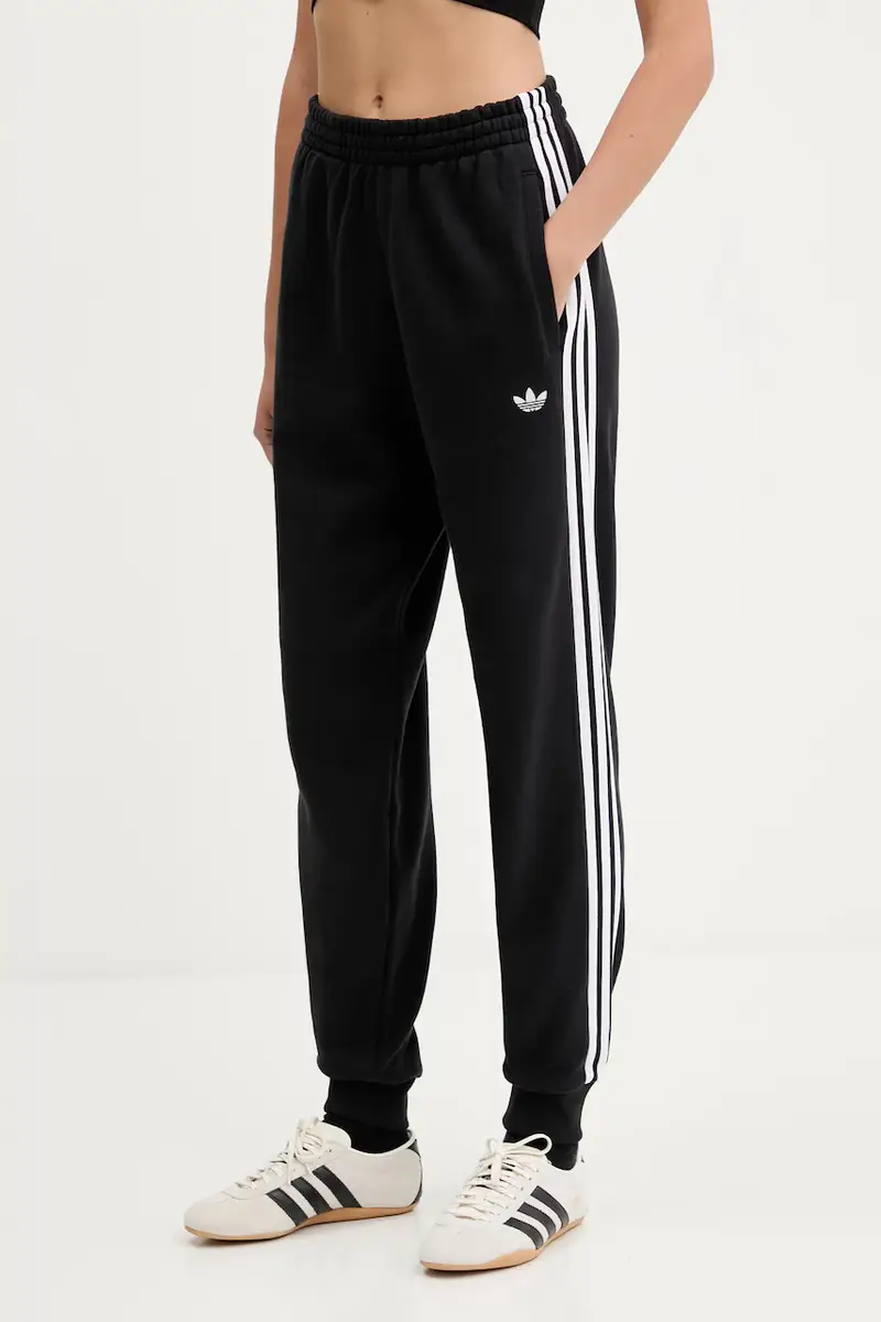 adidas Originals pantaloni tuta di cotone 3-Stripes donna colore nero JV7458
