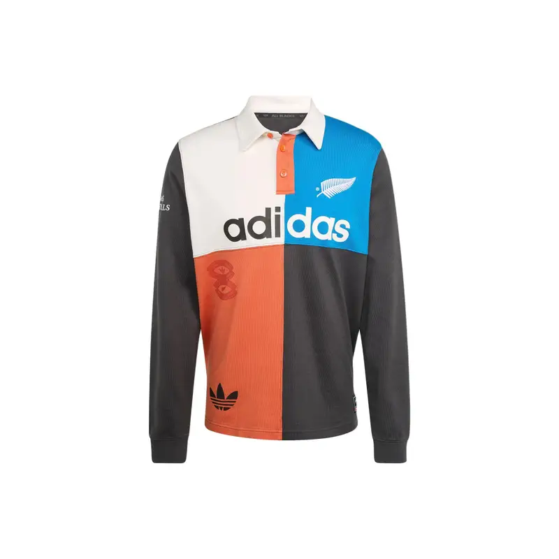 Adidas Originals Rugby All Blacks Heritage Vintage Vestibilità Ampia Polo a Maniche Lunghe Uomo top KG4638