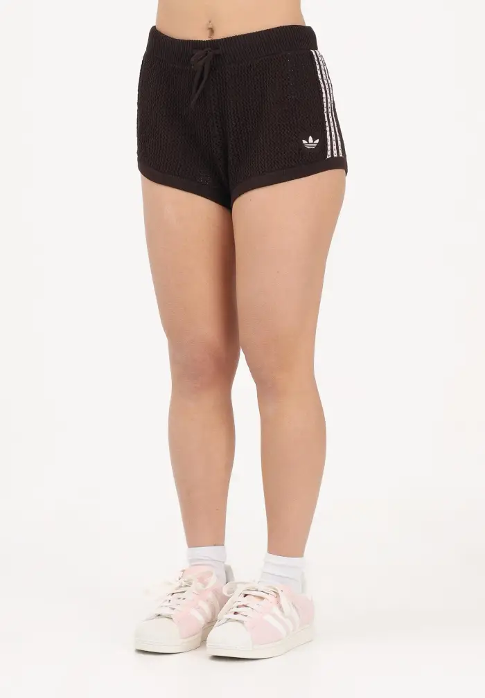 Shorts sportivo KNITTED CROCHET marrone e rosa da donna