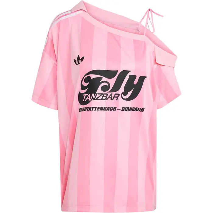 Adidas Originals SS25 Maglia Jersey Spalla Scoperta Moda Confortevole Manica Corta Maglia da Calcio Donna Top Rosa Rosa Chiaro KD2277