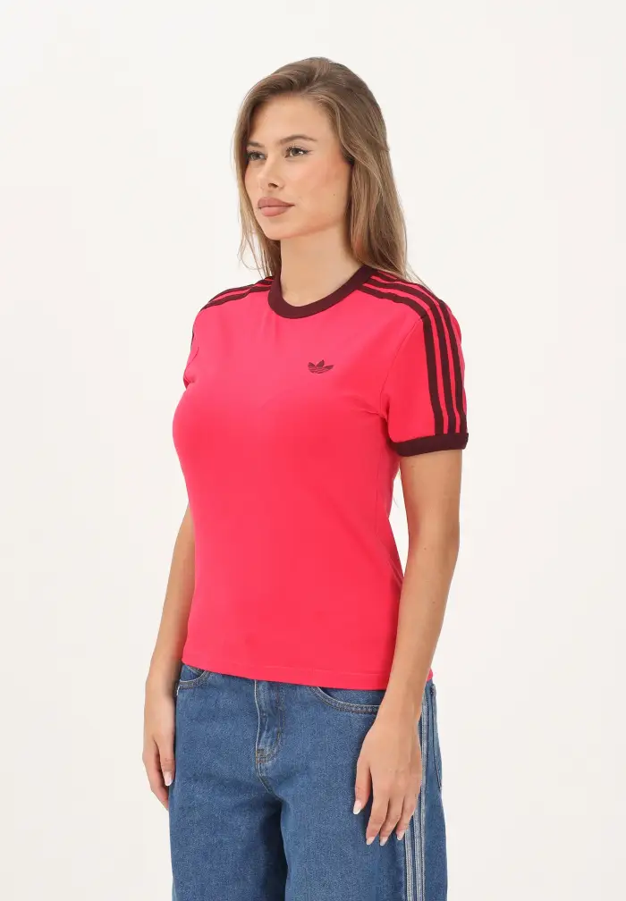 adidas Originals t-shirt 3-Stripes Vivid Red / Black rosso donna